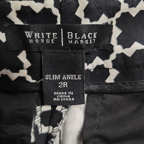 White House Black Market Womens Slim Ankle Pants Size 2R Geometric - Picture 7 of 9